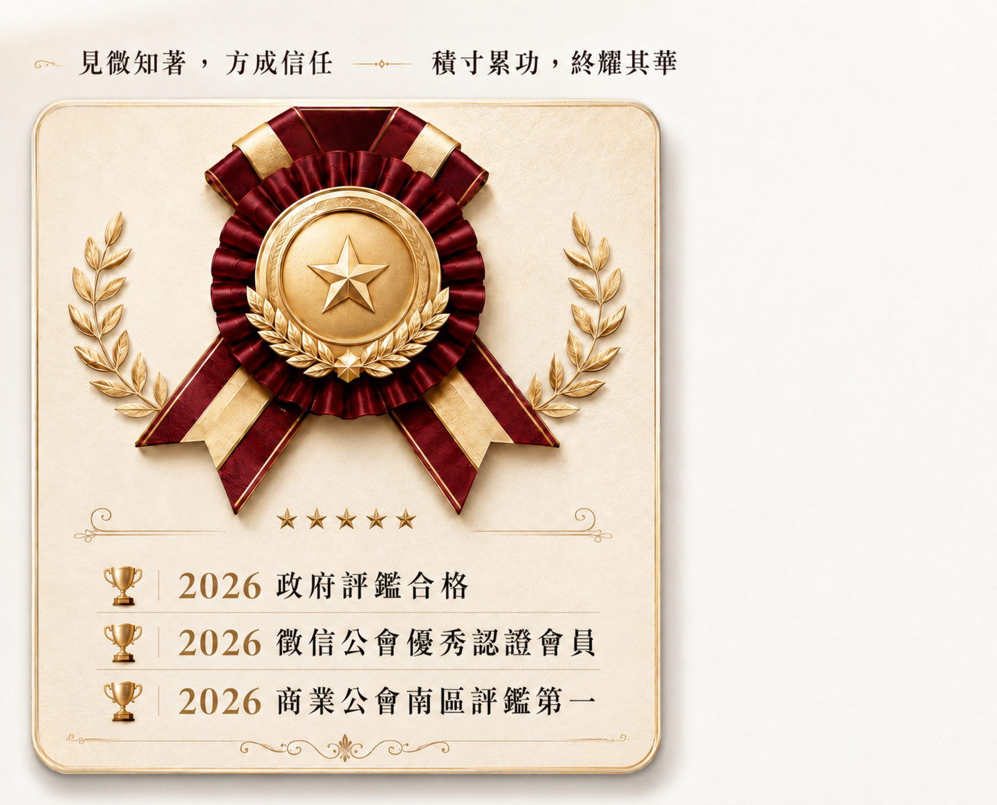 永盛徵信社獲頒之獎項與證書